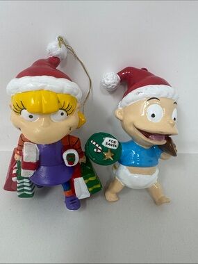 VINTAGE Y2K RUGRATS TOMMY PICKLES ANGELICA CHRISTMAS ORNAMENT LOT 2 NICKELODEON